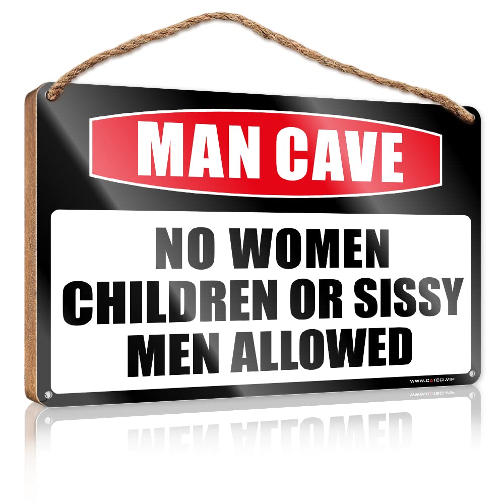 HELIOFORGE Sign Wood Of I Saw That Funny Door Window Man Cave Rules Wooden Sign(23X35CM)