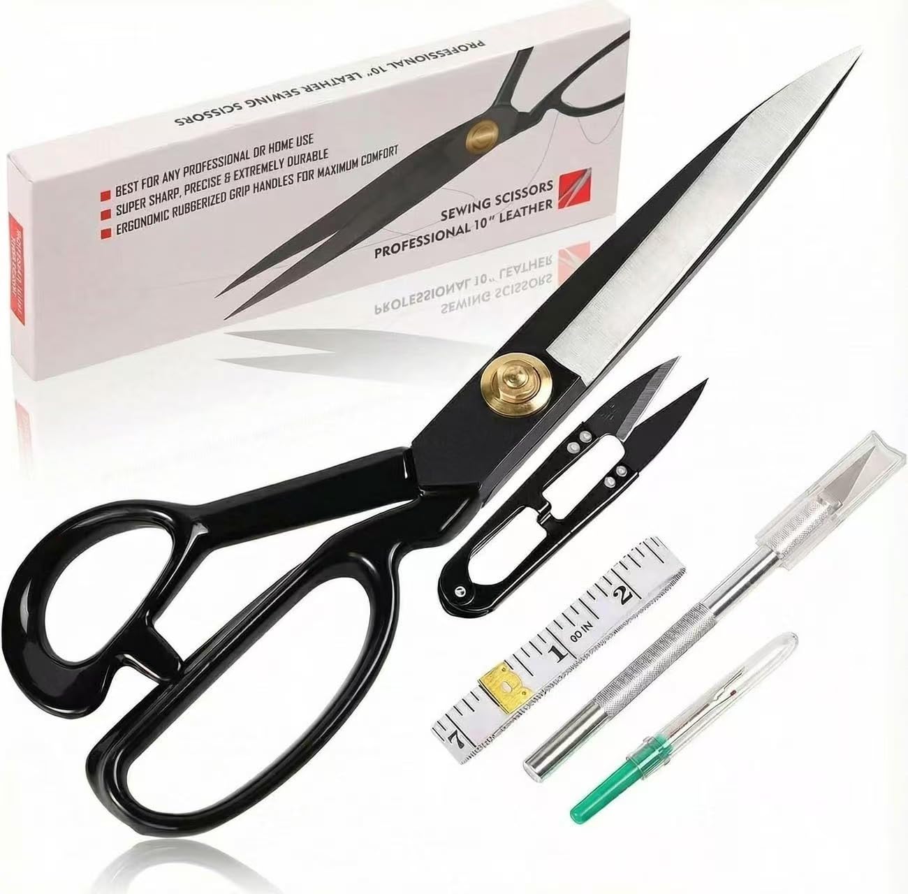 Knpxset Black Fabric Scissors - 8 Inch Sewing Dressmaking Scissors Tailor's Dressmaker Shears For Cutting Fabric, Clothes, Leather, Raw Materials