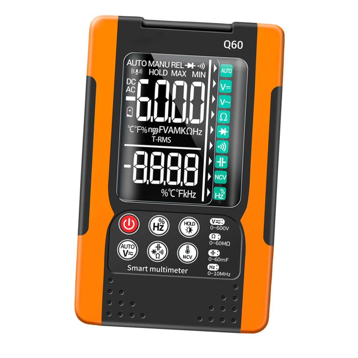 Q60 Digital Multimeter Portable Auto-ranging Voltage Current Tester with Ncv Detection, Backlit LCD, Diode and Continuity Test, True Effective Value for Home Electrical Repair