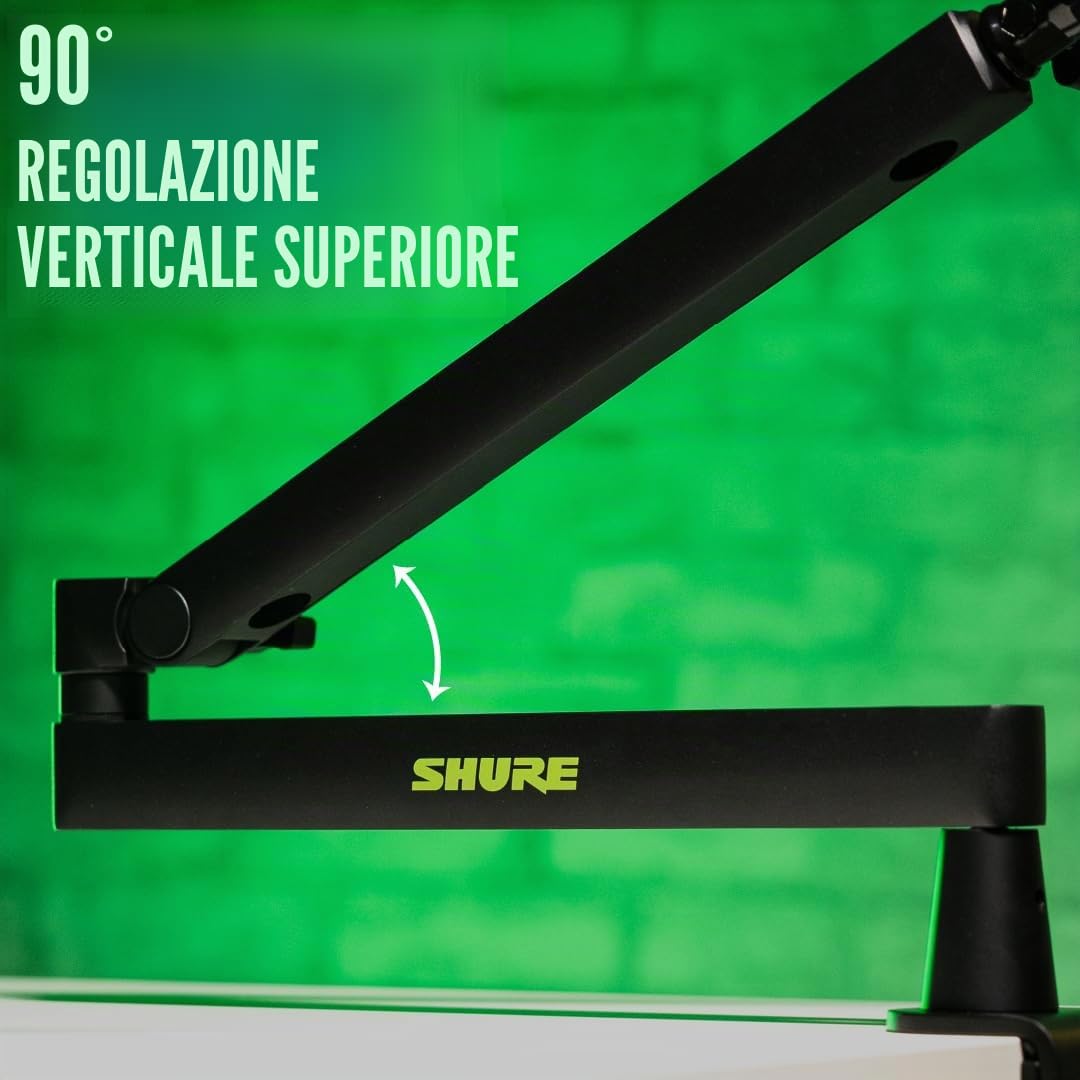 Shure by Gator SH-BROADCAST2 - Supporto per microfono da scrivania, completamente regolabile per podcast, streaming e home office