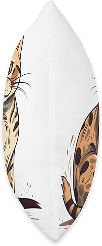 Miniatura 2 de Playful Funny Bengal Cat Throw Pillow, 18x18, Multicolor