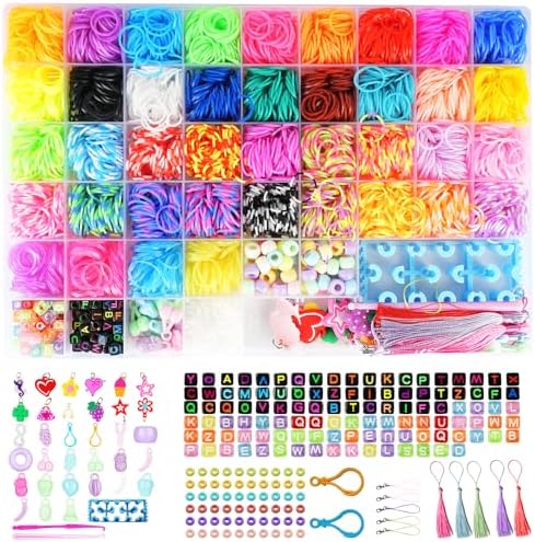 3800+ Loom Bänder Set, 54 Rastern Loop Armbänder Set Kinder, einschließlich Loom, Häkelnadel, Gummiband, Anhänger, Perlen usw Loom Bänder Zubehör. Loops Gummis sind Kinderspielzeug