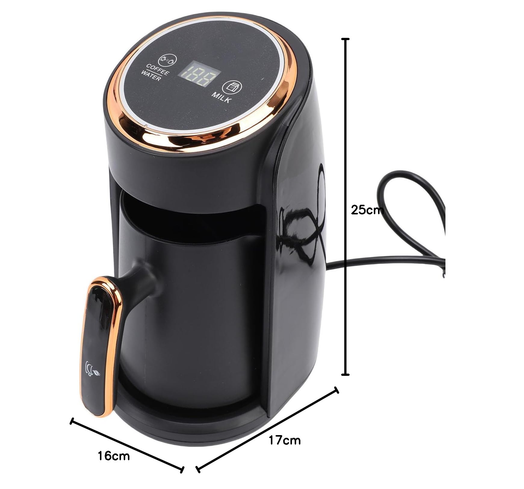 Macchina del caffè Turco, Macchina di caffè Elettrica Anti -overflow in Acciaio Inossidabile da 600 W a 300 Ml di Caffettiera Elettrica con Massimo Livello di Liquido, per la