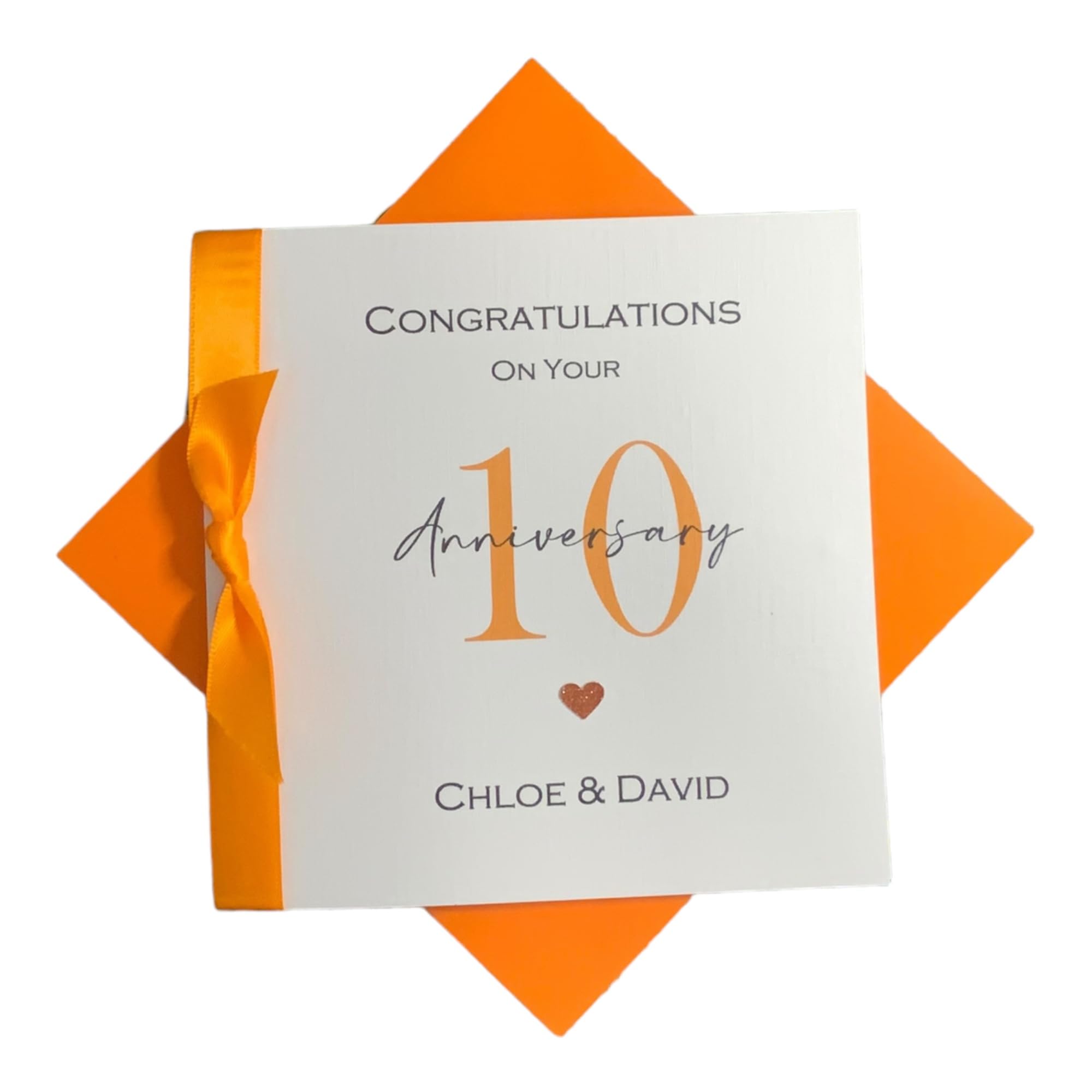 10th Wedding Anniversary Card - Tin 10 Year Tenth Anniversary Greeting Card, Personalised Gift for Wife, Husband, Parents Couple Friends - Various Designs (Ribbon Number) โ image 1