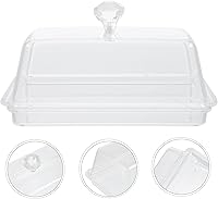 Vista 3 de Hemoton Mantequillera con tapa abatible, plato de mantequilla acrílico transparente, soporte para mantequilla, recipiente de mantequilla de encimera
