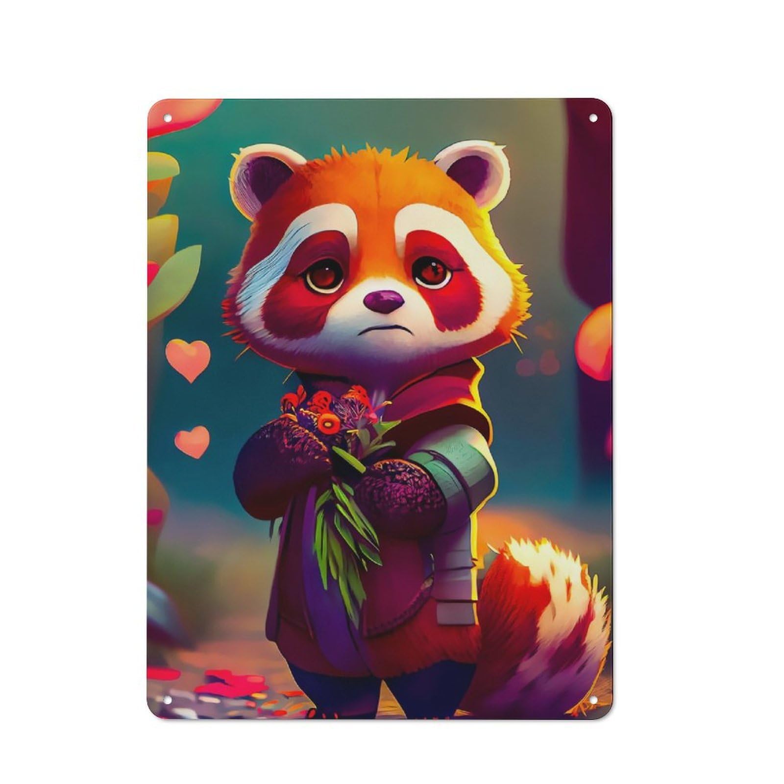 Junmoney Red Panda Retro Metal Wall Sign 40X30cm With For Workshop Wall, For Vintage Wall Decor Fans, For Garage And Workshop Walls
