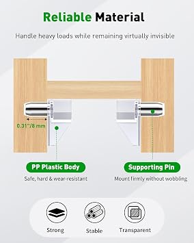 Vibit 100 Pcs Shelf Support Pegs, 5mm Cabinet Shelf Pins, Clear Plastic Cabinet Shelf Pegs Shelf Brackets, Support Pegs for Shelves, Shelf Holders for Kitchen Cabinet Bookcase Cupboard Wood Furniture