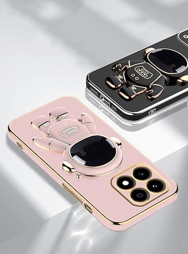 Miniatura 2 de Funda compatible con Honor X8a con chapado creativo de astronauta y caricatura, rosa, para Honor X8a, funda de teléfono de silicona a prueba de