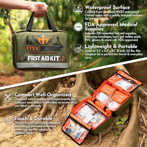320 Piece First Aid Kit - Contains Premium Medical Supplies for Travel, Home, Office, Vehicle, Camping, Workplace & Outdoor - Image 3