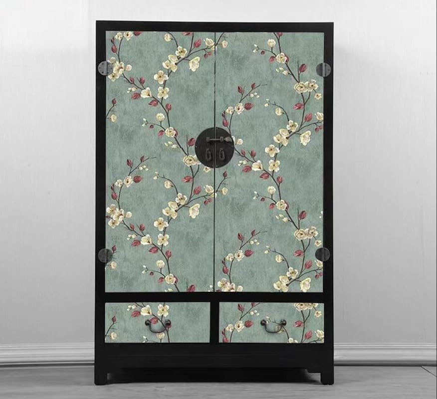 Image of VOLITO Self-Adhesive Wall Sticker Waterproof Anti Mode and Heat Resistant Drawer Kitchen Oil Proof Foil Stickers Kitchen Wallpaper (45x500cm) (V-Green Floral)