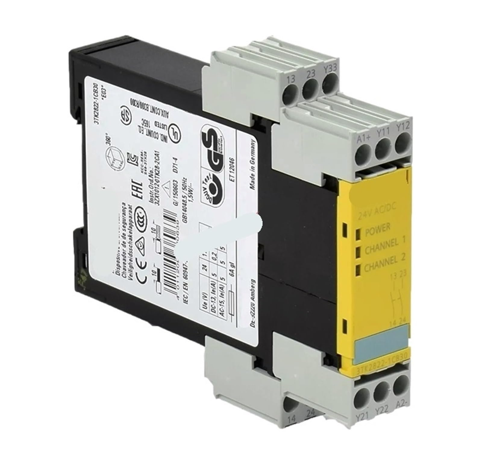 Relais 3TK2821-1CB30 24VAC/DC avec double alimentation stabilisée