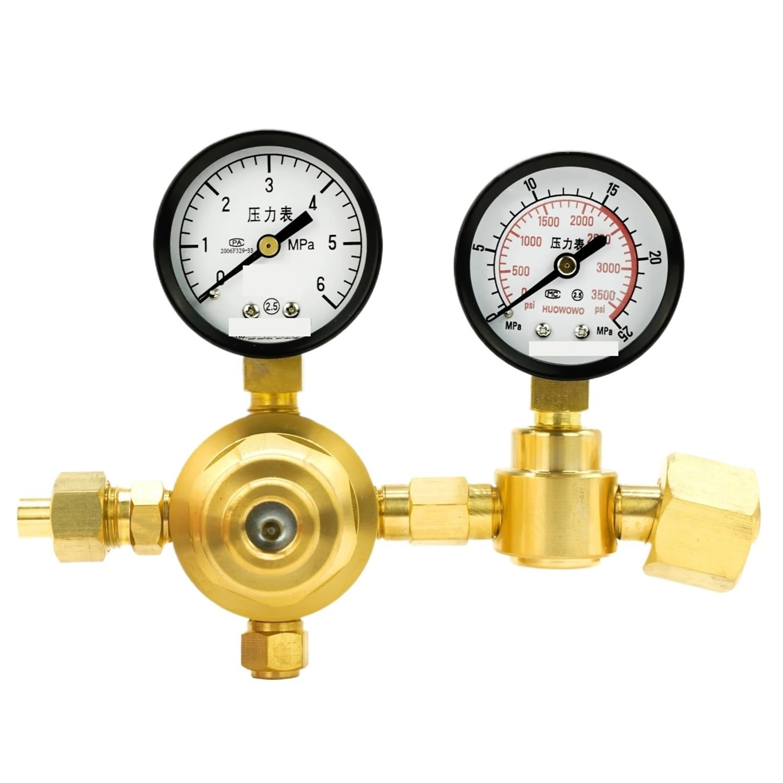 Trgyjgkf One Color Yqd-370 High Pressure Nitrogen Reducer All Copper Hydrogen Helium Reducing Valve Air Conditioning Gauge Co2 25 * 6Mpa(G5 8 External Teeth)