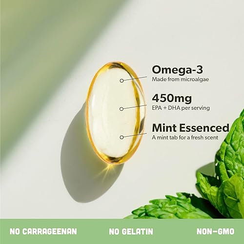 Miniatura 3 de Suplemento vegano Omega 3 y vitamina D3 vegana + K2 - Ácidos grasos DHA y EPA a base de plantas, 4000 UI de vitamina D3 y 100 mcg de vitamina K2