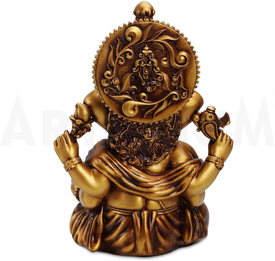 Estatua de Ganesha Vighnaharta Dorada 9 Pulgadas miniatura 5