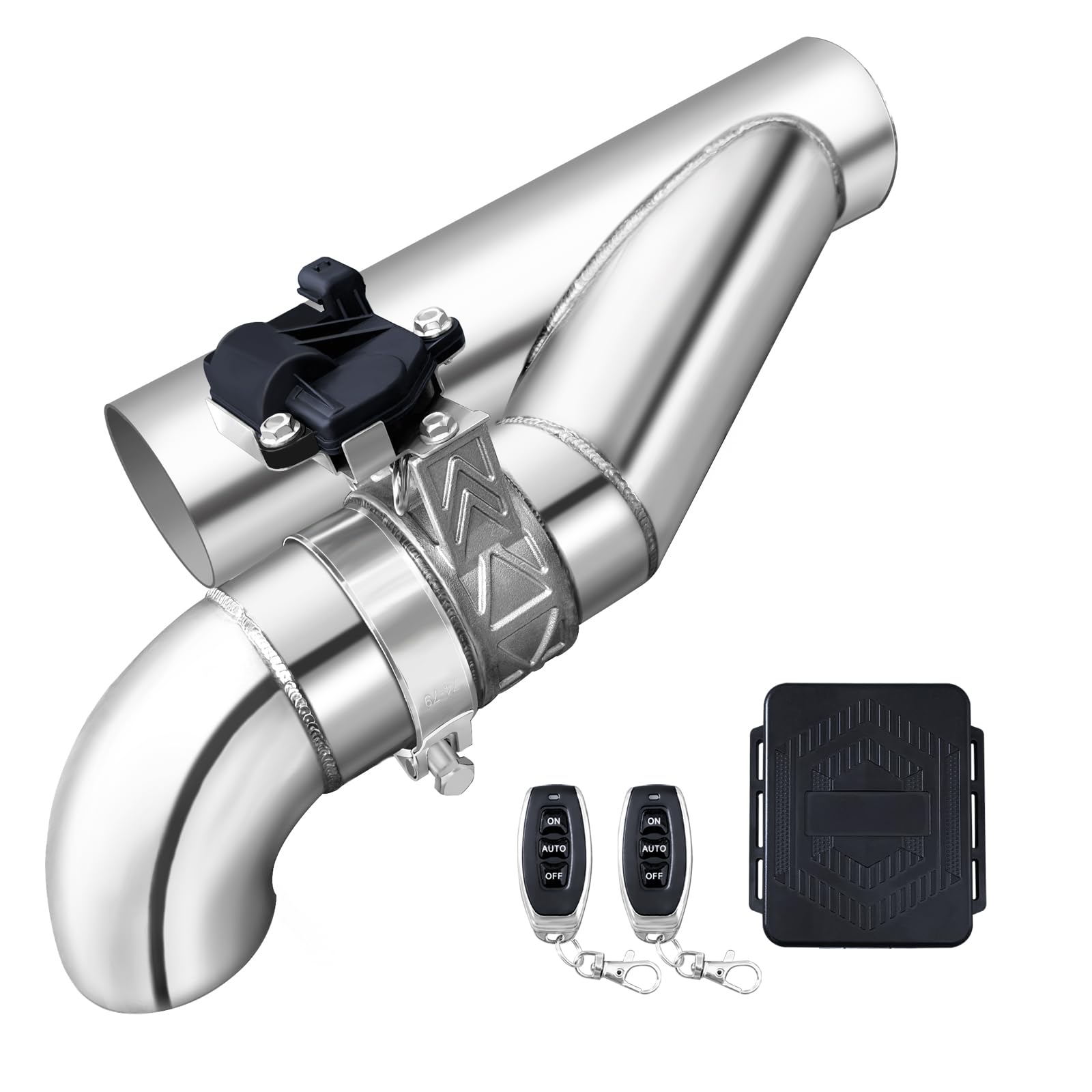 3 Inch Electric Exhaust Cutout with Elbow Valved Muffler Valvetronic Exhaust Valve Kit