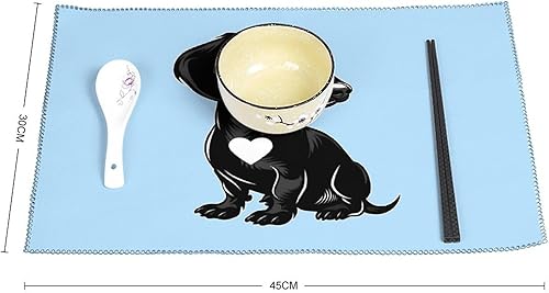 Miniatura 2 de Dachshunds Dog with Heart Placemats Set of 6 Resistant Table Mats Washable Place Mats for Dinner Party Table Decoration
