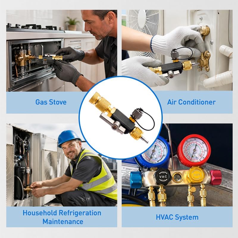 HVAC Valve Core Removal Tool, Dual Size SAE 1/4'' & 5/16'' Vacuum-Resistant Valve Core Remover, Compatible with R410A R22 R32 Air Conditioning Refrigeration System