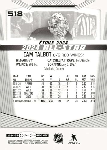 Miniatura 2 de 2024-25 O-Pee-Chee #518 Cam Talbot Los Angeles Kings NHL Hockey Base Trading Card