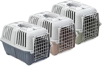 Pratiko Cat Dog Transport Hard Transport Accessory Travel Animals Car Train Iron Door Secure Closure with Slots Assorted Colours (2 Metal 55 x 36 x 36 H)