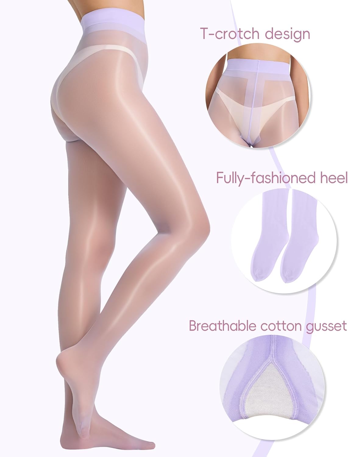 LABELLA Multicolor 15D Shiny Tights Ultra Sheer Stylish Pantyhose with Silky Smooth & Nude-Invisible Feel - Image 4