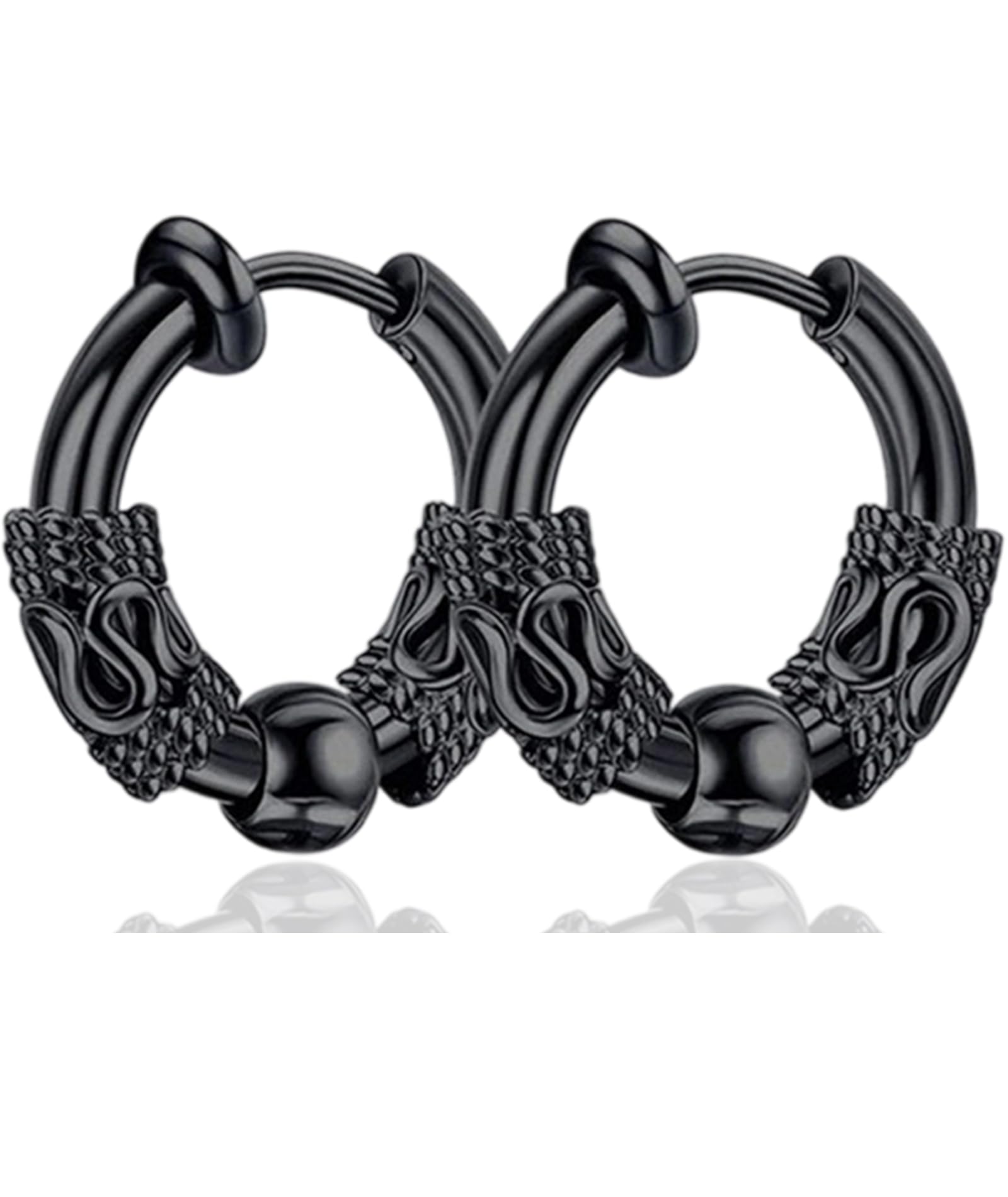 2 Pcs Black Ear Studs For Men, Earrings For Men Stylish, Fashion Accessories Gifts, Suitable For Various Occasions, From Casual Outings To Formal Events Stylish, Durable, And Exquisite In Appearance; The Exquisite Dragon Pattern Design Adds A Unique Charm To Your Style, Making It Stand Out In Any Occasion-image-15