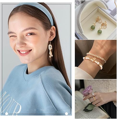 Miniatura 6 de NBEADS 3 hebras de 3 tamaños de aproximadamente 114 ~ 115 cuentas de perlas de agua dulce cultivadas naturales, dos lados pulidos de perlas blancas