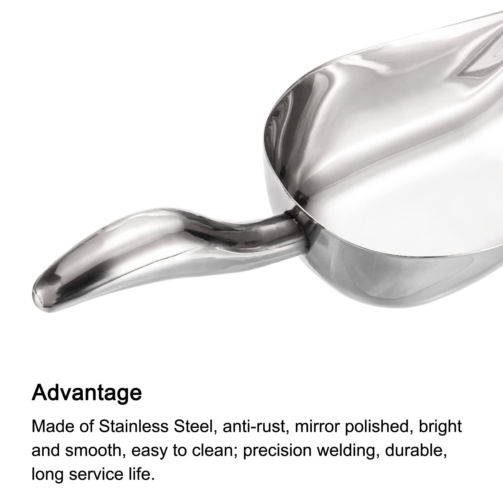 PATIKIL Glace Cuillère, Inox Acier 12x3.5" Petit Glace Tissuant Utilité Pelle pour Cuisine Tige Fête, Argent