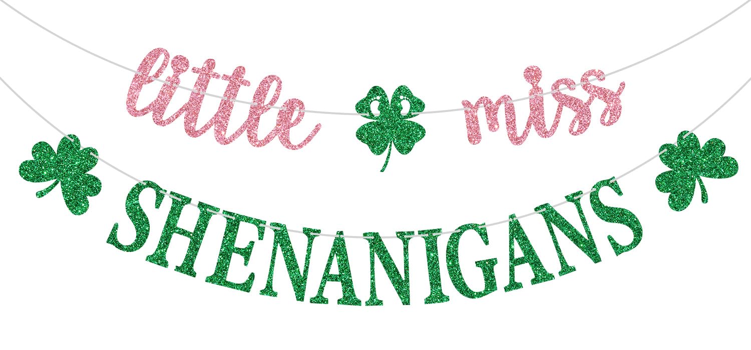 Bannière Little Miss Shenanigans trèfle pour Saint-Patrick