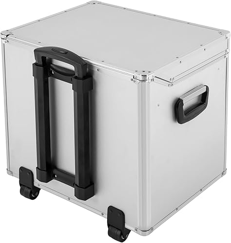Miniatura 6 de Caja de almacenamiento de archivos portátil con asa, carrito de bloqueo de archivos con ruedas, caja organizadora de archivos de letras de metal,