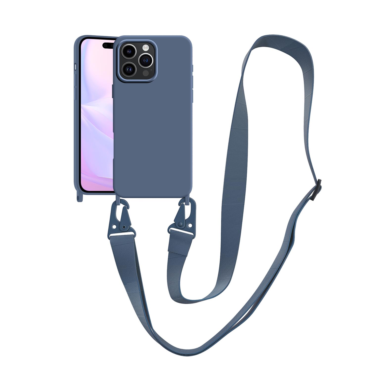 VooDirop Compatible with iPhone 16 Pro Case with Lanyard Crossbody iPhone Case with Strap Adjustable Shockproof Drop Protection Silicone Phone Cover