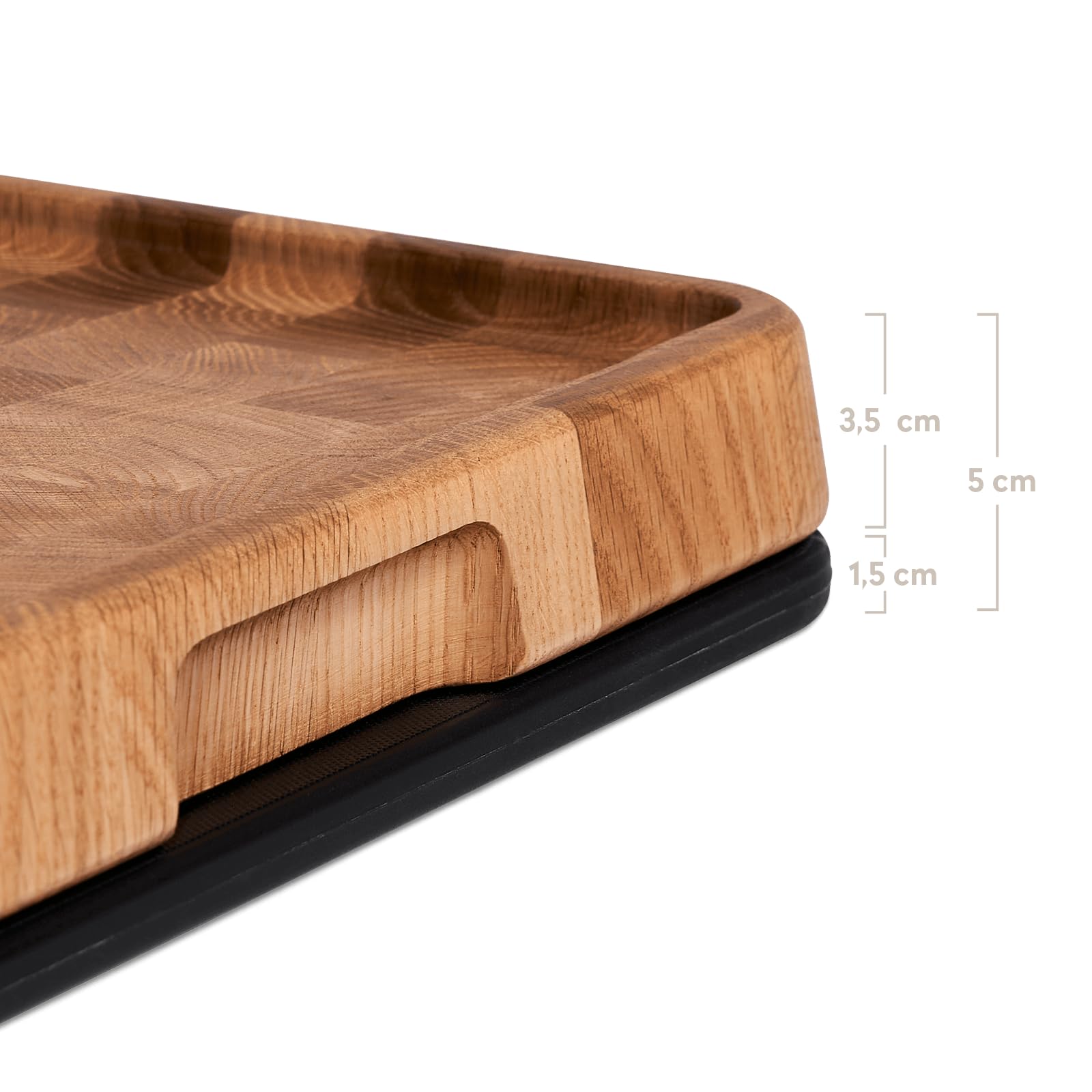BURNHARD® Schneidebretter Set, 2 Küchenbretter, magnetisch zusammensetzbar | 1x Eichenstirnholz & 1x Kunststoff, Cutting Board mit Saftrille, zweiteiliges Kombi-Schneidebrett, 38 cm x 32 cm