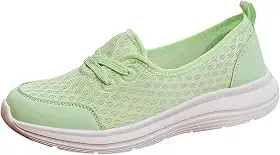 Tênis ortopédico feminino com suporte de arco de malha respirável, sem cadarço, leve, confortável, antiderrapante