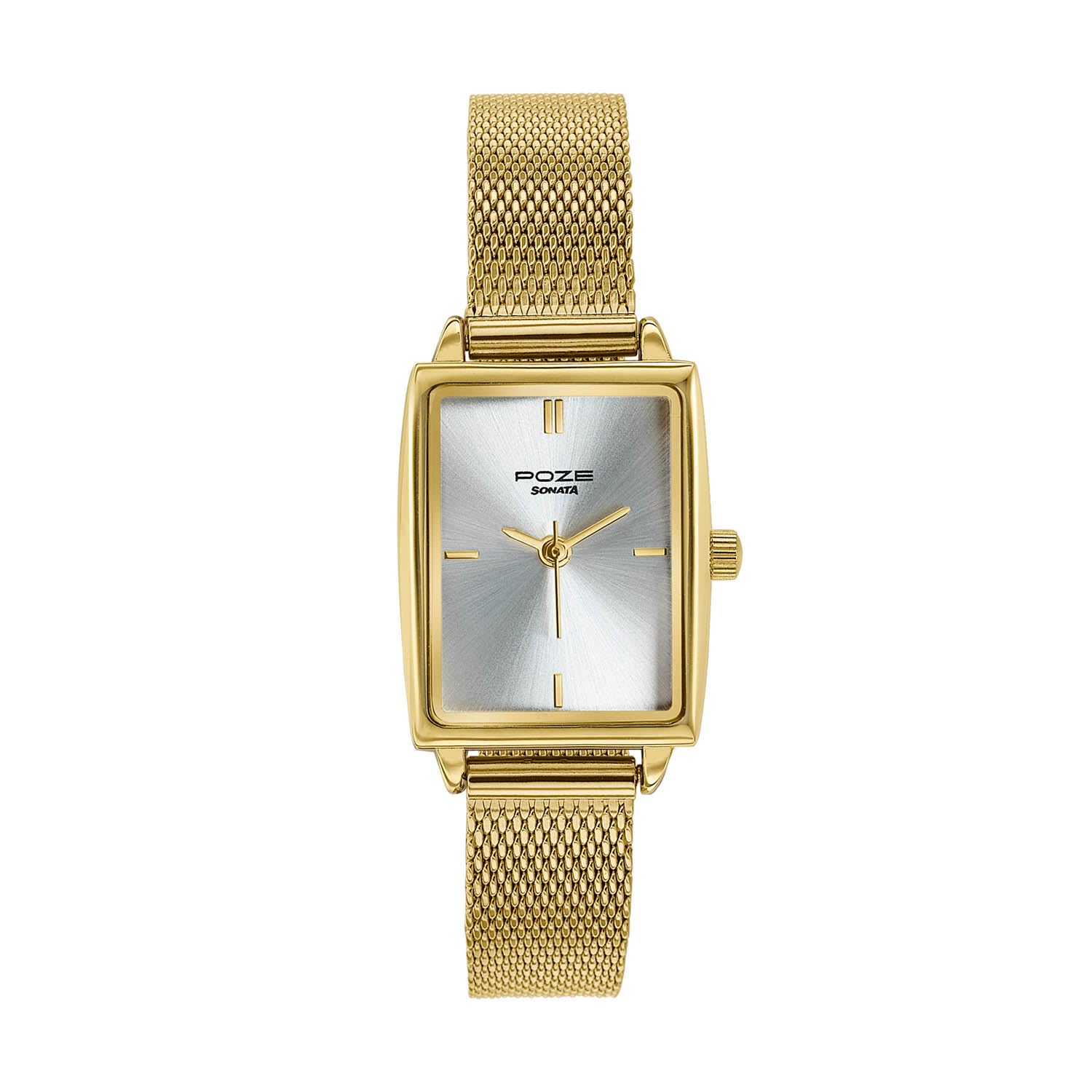 Sonata Poze 8 Quartz Analog Watch and Jewellery Combo for Women with Silver Dial & IPG Mesh Strap – SP80174YM01WF-picture-6