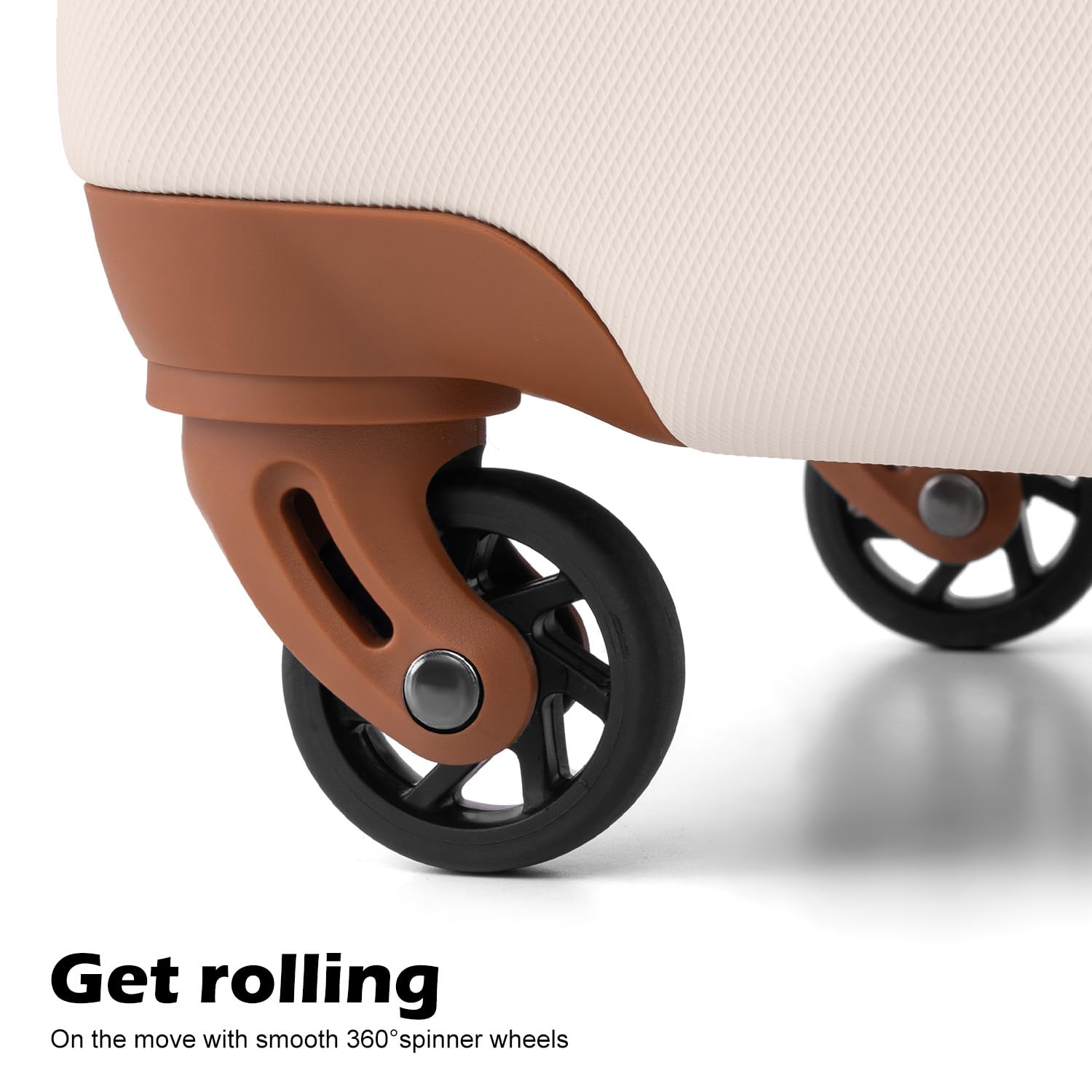 Coolife Luggage 3 Piece Set Suitcase Spinner Hardshell Lightweight TSA Lock (apricot white, 3 piece set(20in24in28in))