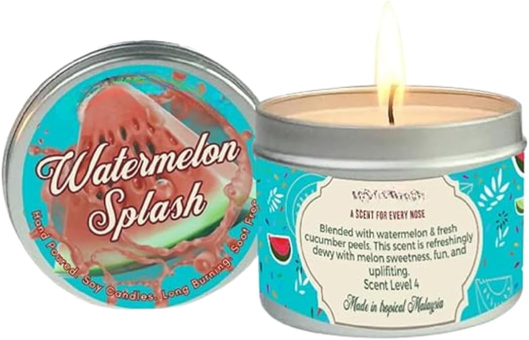 Watermelon Splash Scented Candle x11, 3.88oz Travel Tin, 100% Soy Wax, Triple Scented, Up to 30 Hours Burning Time, Perfect for Bedtime and Meditation