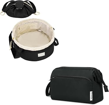 Narwey Barrel Drawstring Makeup Bag With Wide-open Make up Bag