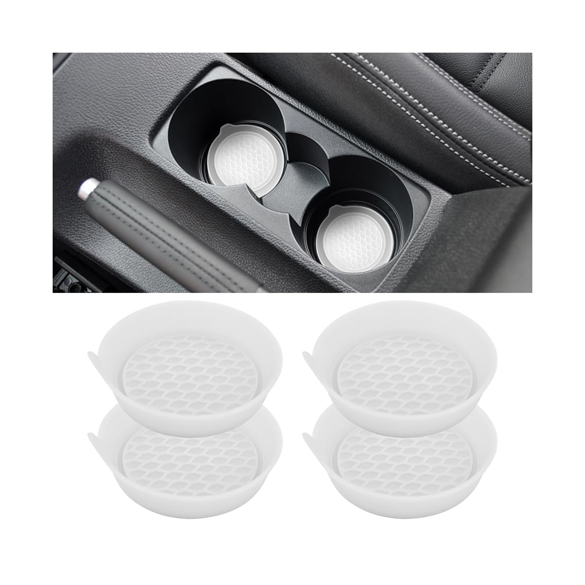 Mandark Car Cup Coaster, 4PCS Silicone Non-Slip Vehicle Drink Cup Mat, Sift-Proof Spill Recessed Automotive Interior Cup Holder Insert Protector