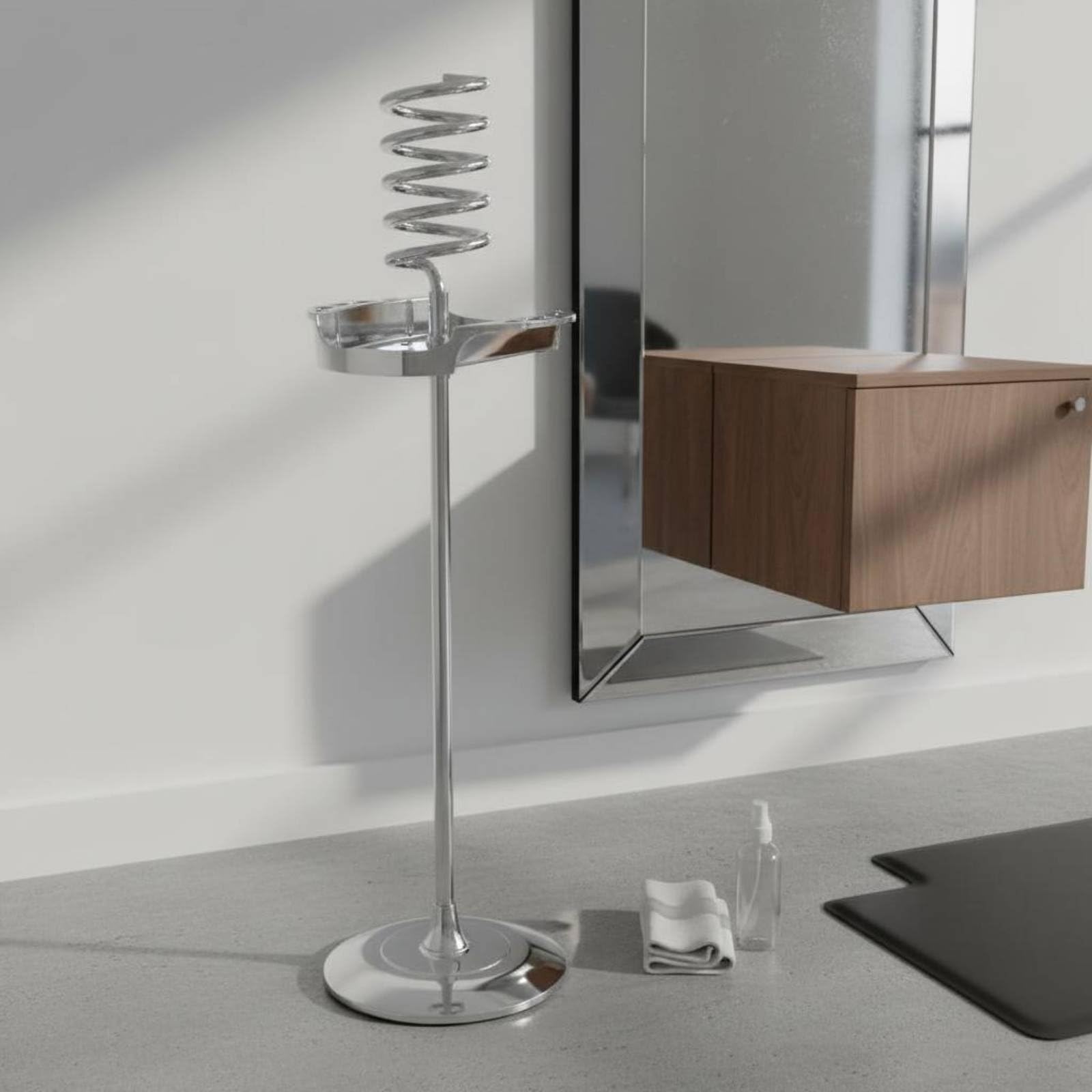 predolo Soporte Secador de Pelo Soporte Organizador Portaherramientas Estación de Estilismo de Acero Inoxidable con Base Antivuelco Robusta Adecuado para, Plata