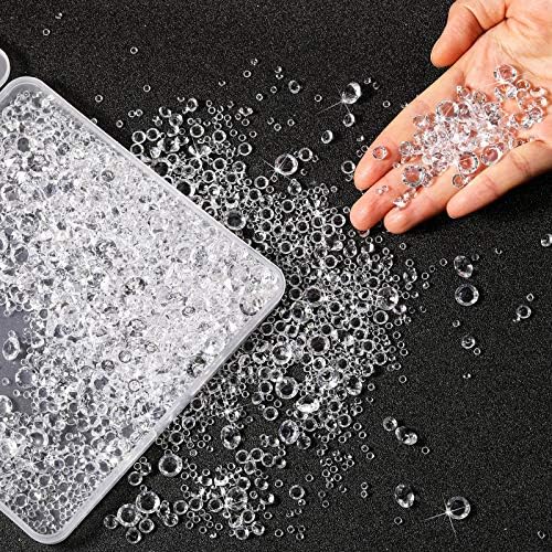 Yaomiao 4000 Pieces Bling Diamond Acrylic Gem Table Scatter Crystals 3 mm, 6 mm, 10 mm Table Decorations for Vase Filler Christmas Wedding Birthday Party (Transparent)
