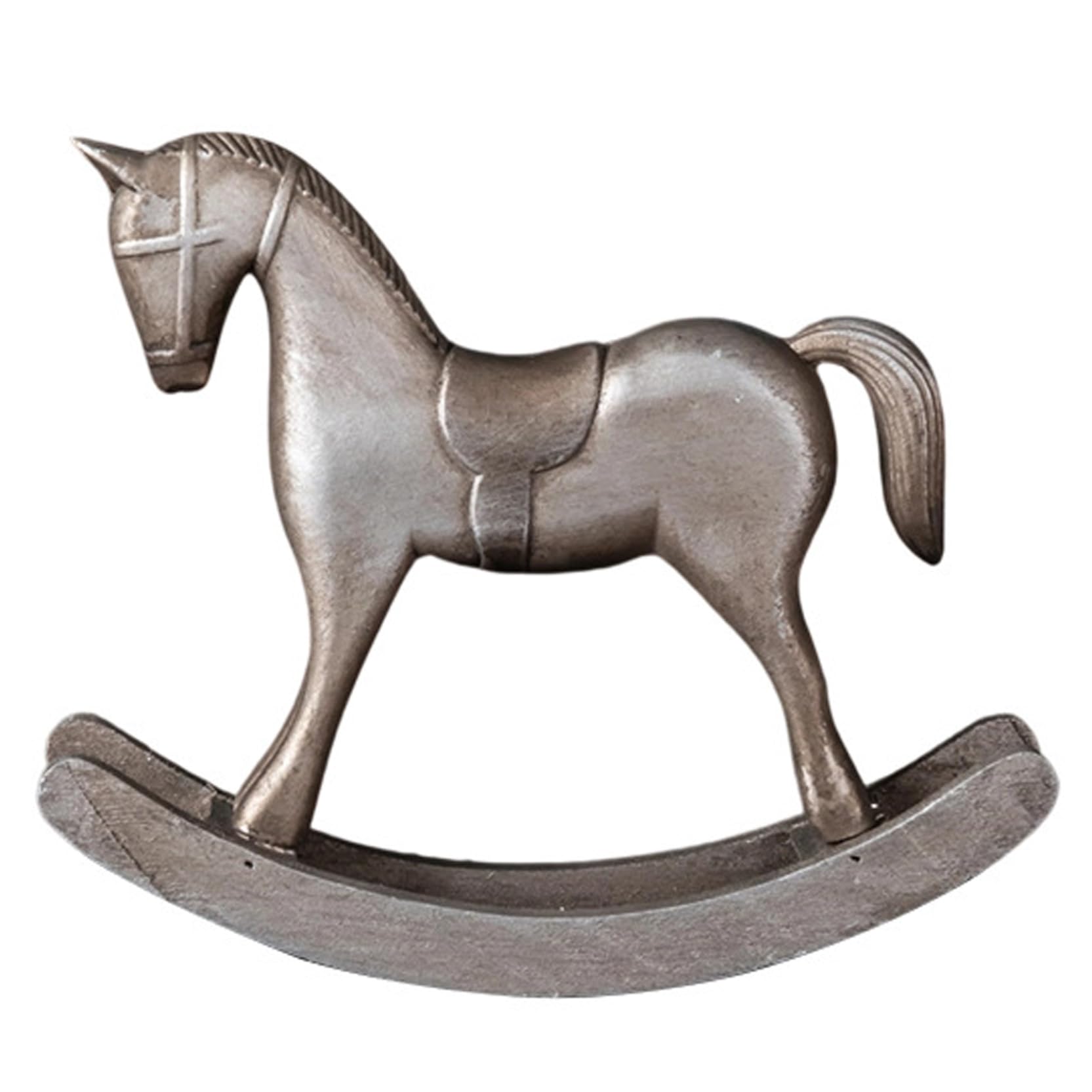 Cheval à Bascule Vintage en Bois - Décoration de Table 23cm