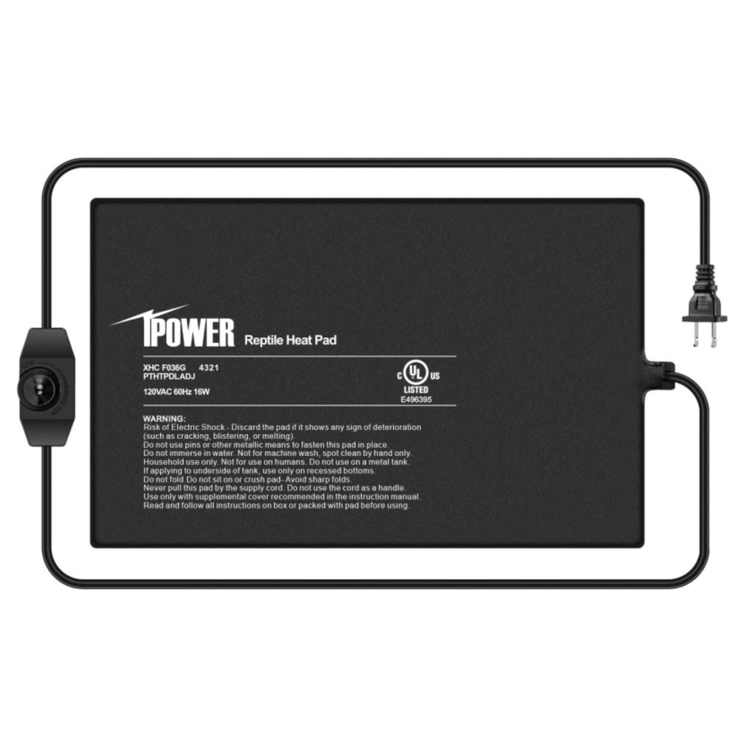 iPower 8 by 12 Inch Reptile Heating Pad with Temperature Adjustable Controller Knob, Under Tank Warmer Terrarium Heat Mat for Reptiles and Amphibians