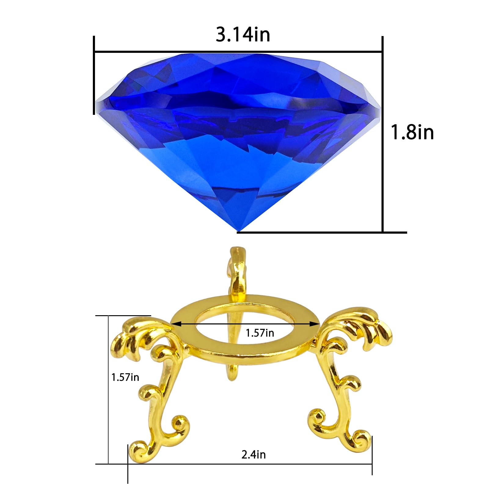 Un grand presse-papier en cristal avec support pour décorations de mariage, décoration d'intérieur, 7,9 cm (bleu)