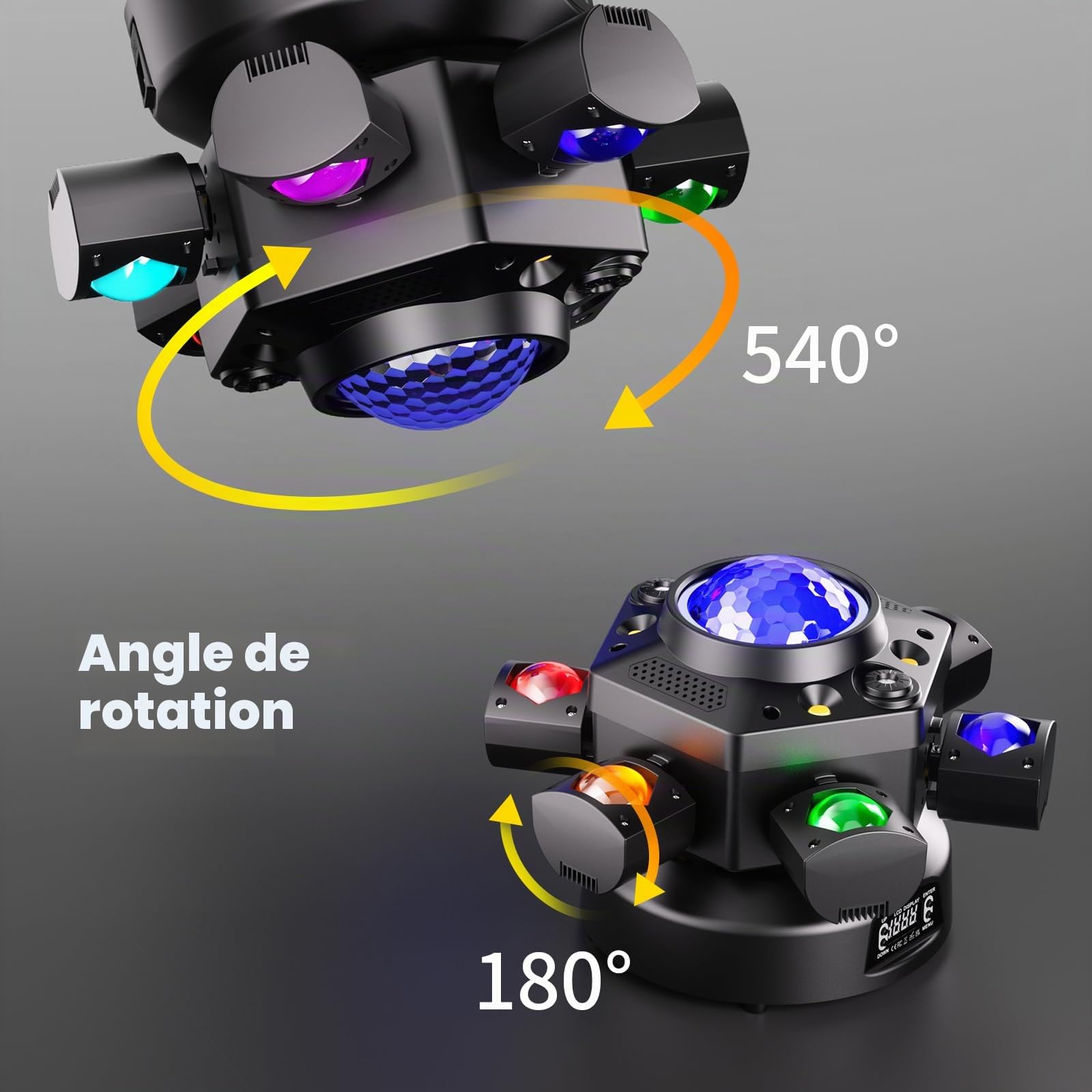 150W Lyre LED, Lumière DJ Professionnelle RGBW, 6 Bras 4 en 1 Projecteur Las Magic Ball Stroboscope avec télécommande, DMX512 Sonorisé pour Soirée Bar Mariage Anniversaire