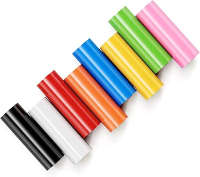 Likcut Permanent Vinyl for S501, Compatible with Cricut Cutting Machine, 4.5in x 6ft Durable Outdoor Use PET Backing Adhesive Vinyl, 8 Assorted Colors Roll Crafting Supplies