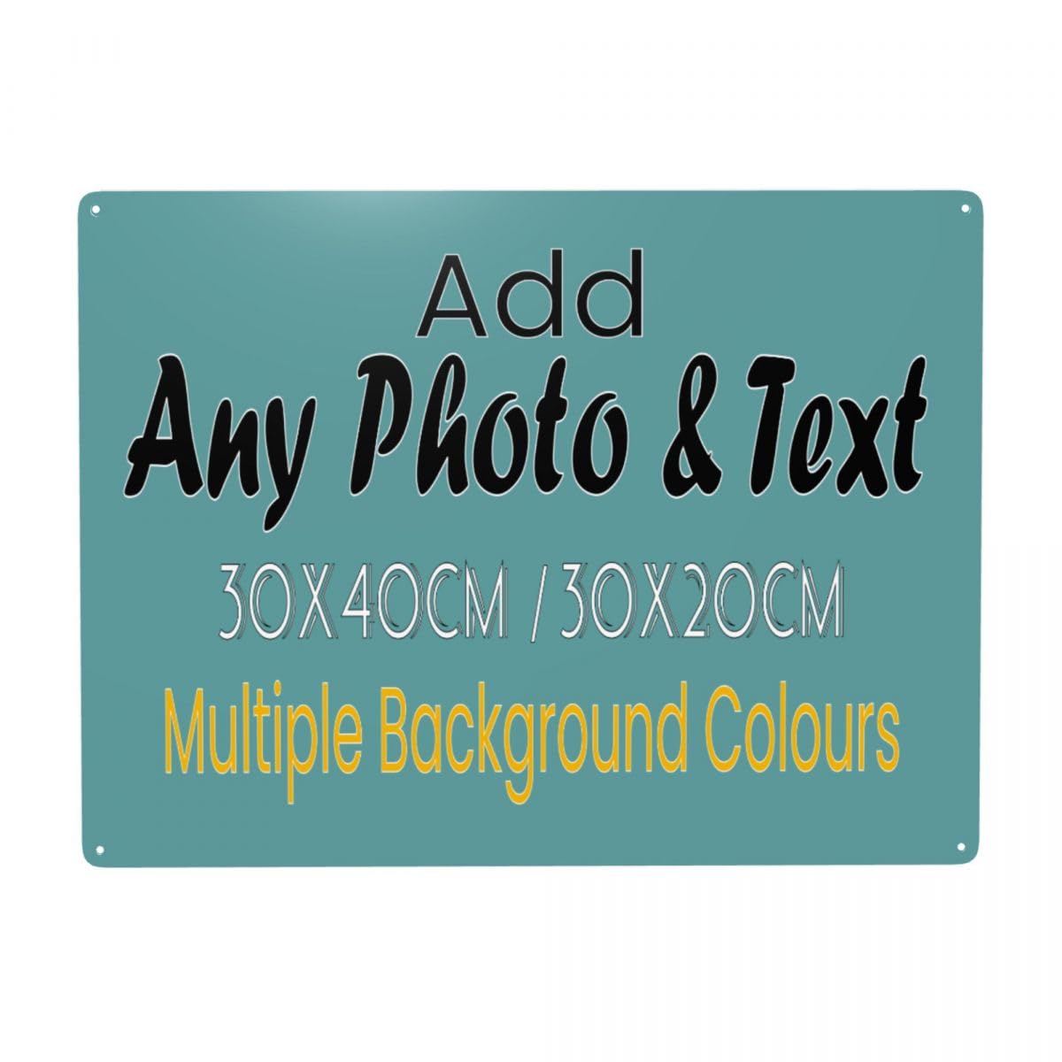 Personalised Metal Sign Plaques with Photo & Text, Custom Welcome Sign for Outdoor Use (Garden, Street, Bar, Garage, Cafe), Waterproof Home Decor Gifts, 30x40cm, Horizontal
