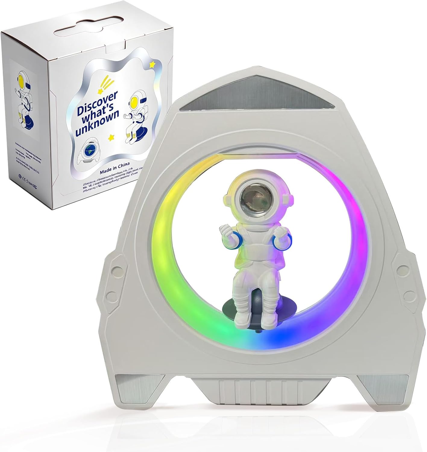Magnetic Levitation Astronaut Decor for Kids, Men, Space Lovers | 360° Rotating Floating Spaceman, RGB LED Light, Levitating Desk Figurine, Cool Tech Gift