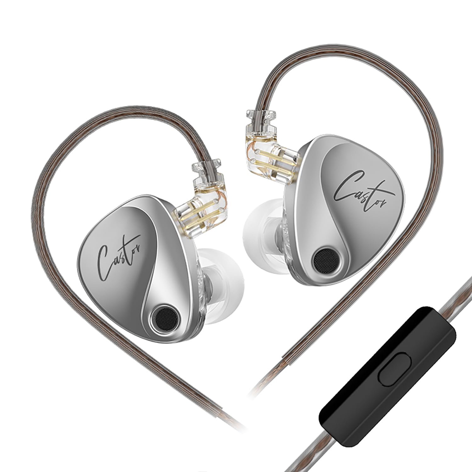 KZ Castor in Ear Monitor, HiFi Improved Bass in Ear Headphone, Dual-Dynamic Driver Gaming Earbuds, 2PIN-C Detachable Cable