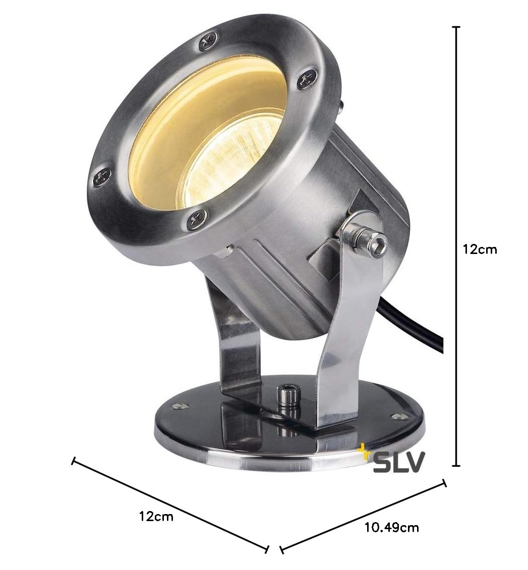 SLV NAUTILUS 10 SPOT | Außenlampe für die Beleuchtung von Garten, Terrasse, Pflanzen, Wegen, Teich, Aussen-Leuchte, Außen-Strahler | IP55, edelstahl 316, max. 35W, GU10, Silver