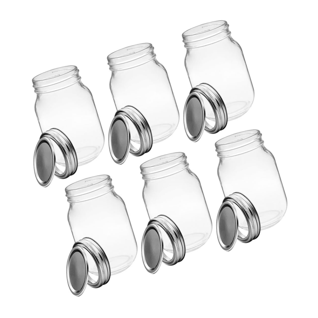 MAGICLULU Contenitori Ermetici per Alimenti in Vetro 6 Pezzi da 500ml con Coperchio Riutilizzabili e Versatili per Casa e Ristorante Barattoli Bocca Larga
