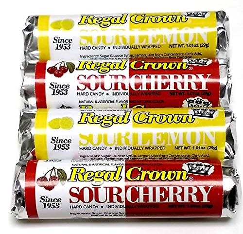 Regal Crown Sour Hard Candy 4 Pack Mix - 2 Sour Cherry and 2 Sour Lemon - Individually Wrapped - Sin - //coolthings.us